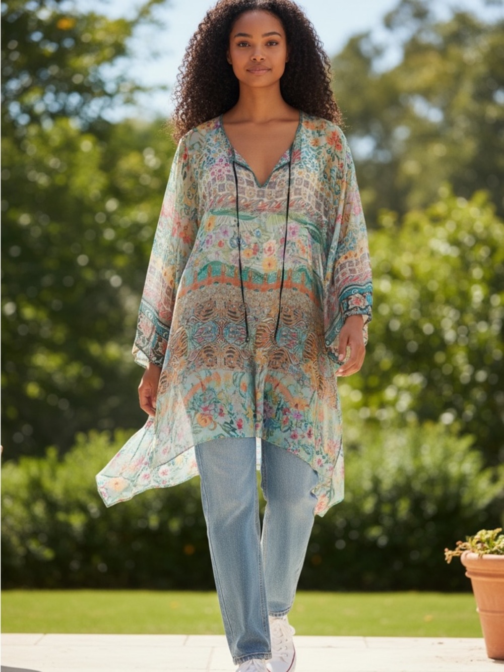 Johnny Was Multicolor Floral Tunic